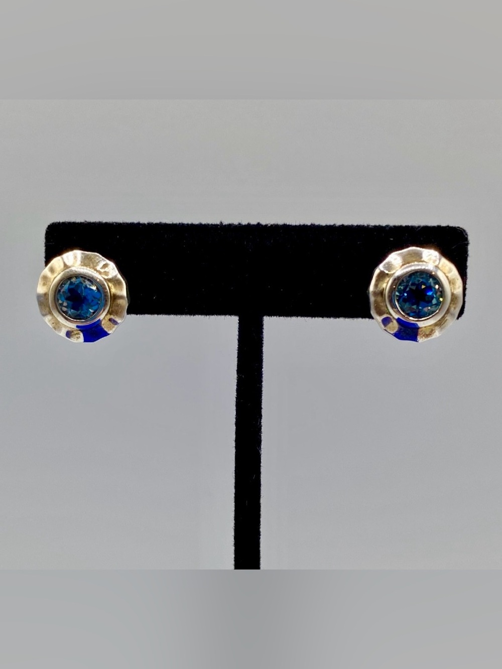 Sterling Silver Milor Italy Blue Topaz Stud Earrings